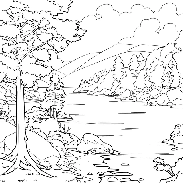 Autumn Lakeside Scenery