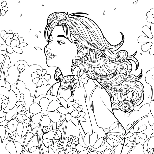Woman in the Flower - bed