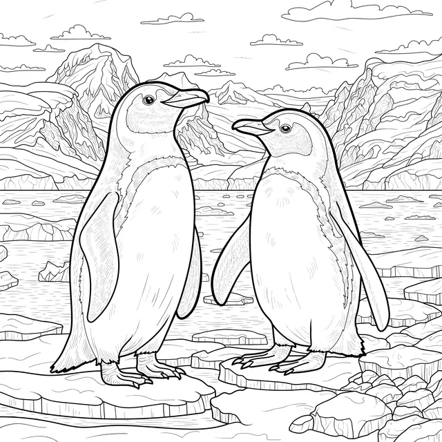 Penguins on the Ice - field