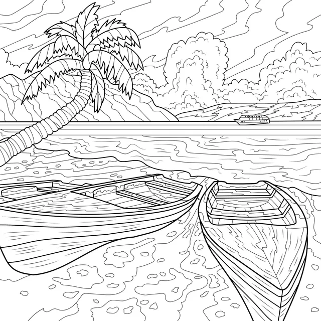 Boats on the Beach and Sea View