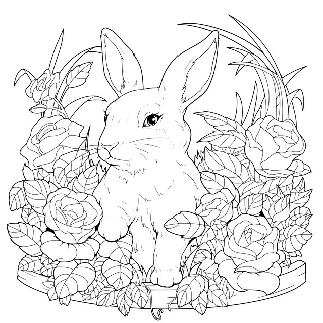 Rabbit in the Flower Bed
