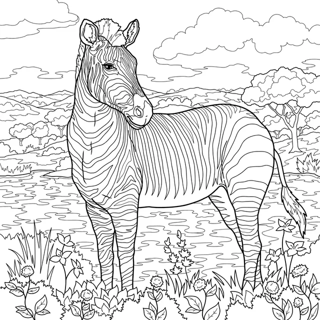 Zebra Standing by the Water