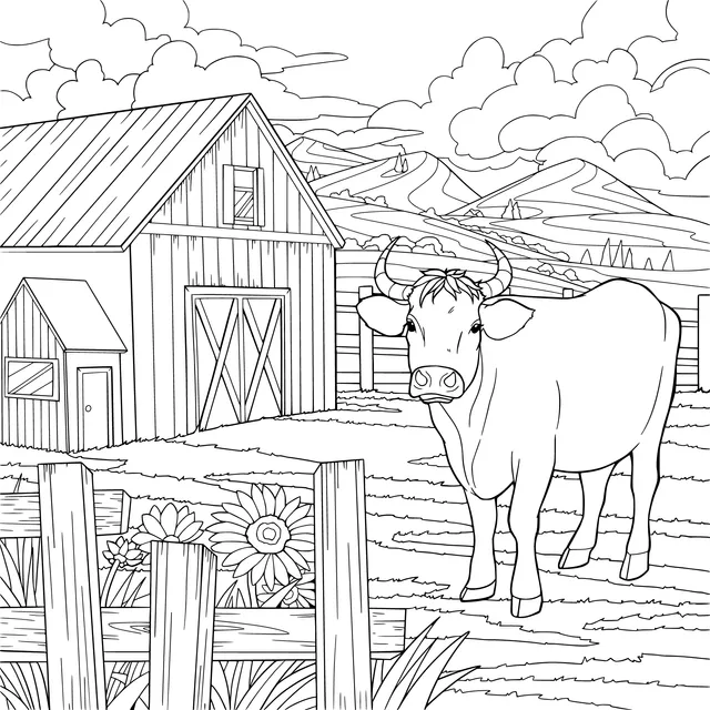 Cow and Barn in the Countryside