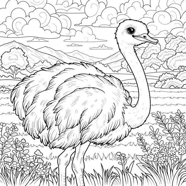 Ostrich on the Grassland