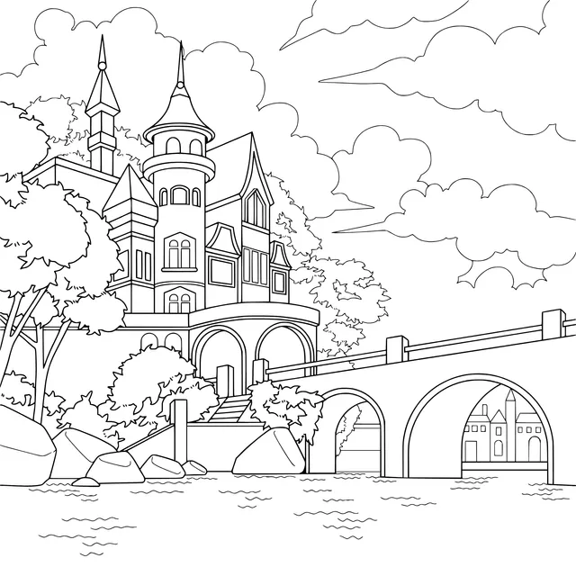 Scenery of Castle by the River