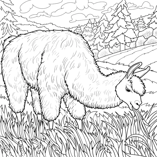 Alpaca on the Grassland