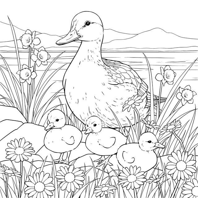 Mother Duck and Ducklings