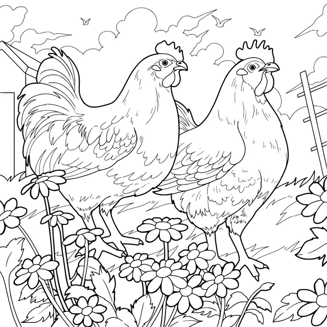 Two Roosters in the Field