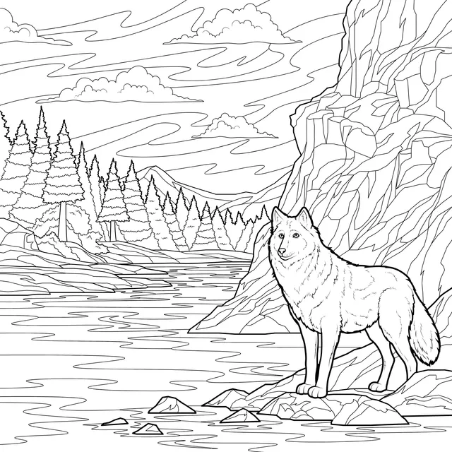 Lonely Wolf by the River