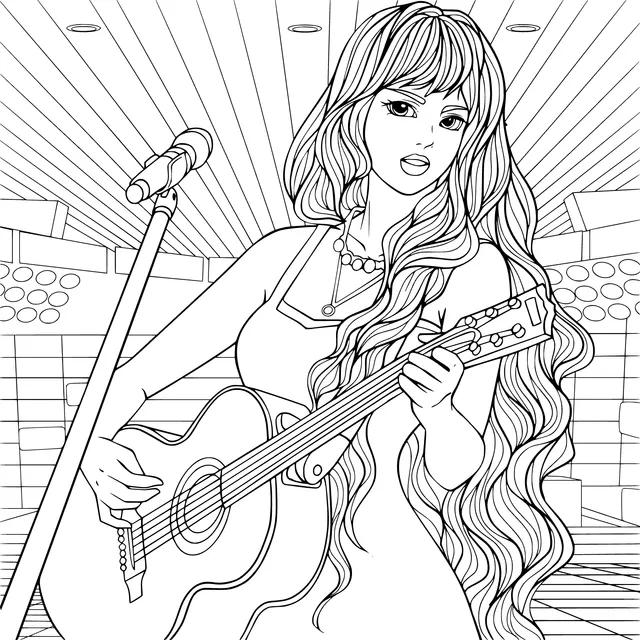 Female Guitar - playing Singer on Stage
