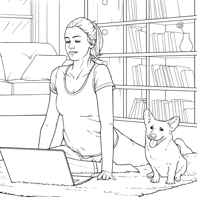 Work - from - home time with pet