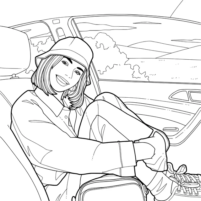 A Relaxed Woman in the Car