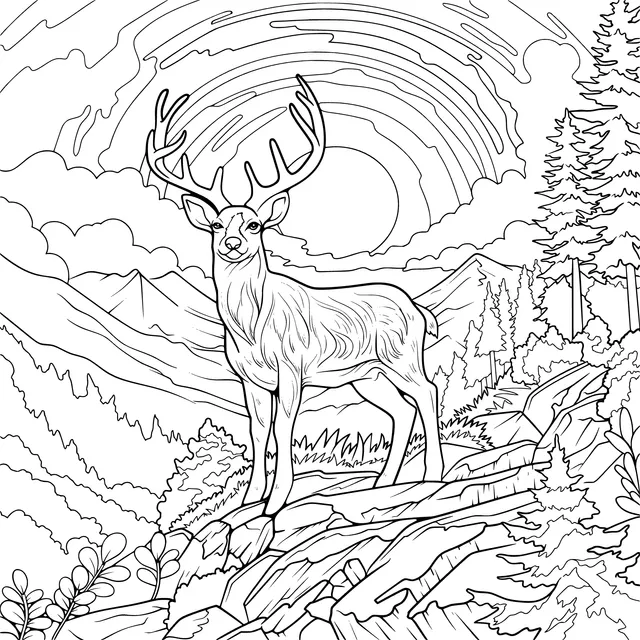 Stag in the Mountain Forest