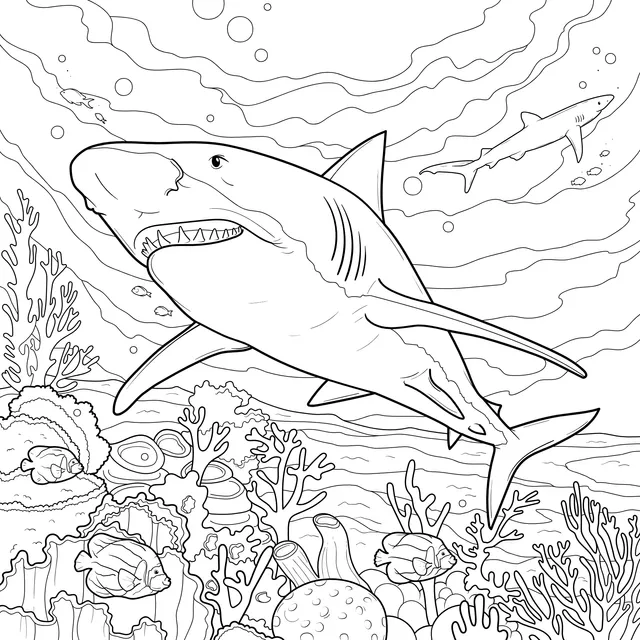 Shark and Fishes in the Ocean