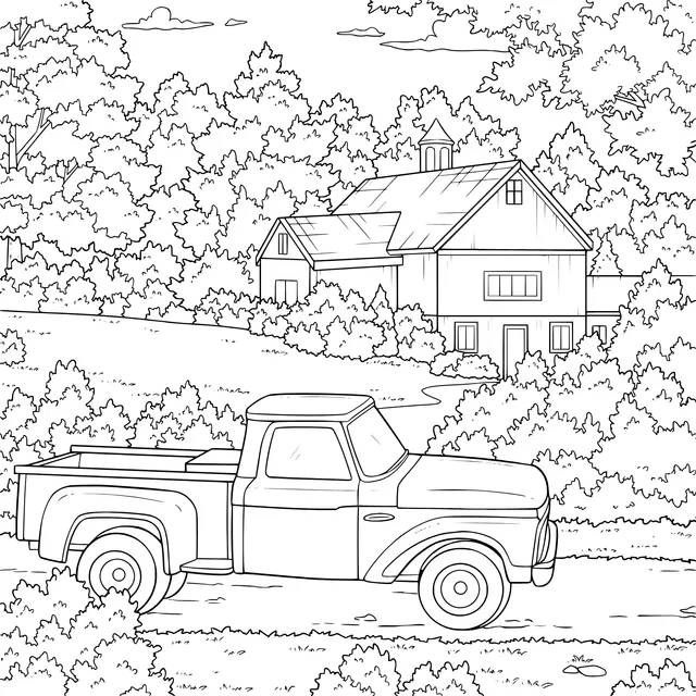 Autumn Rural Truck Scene