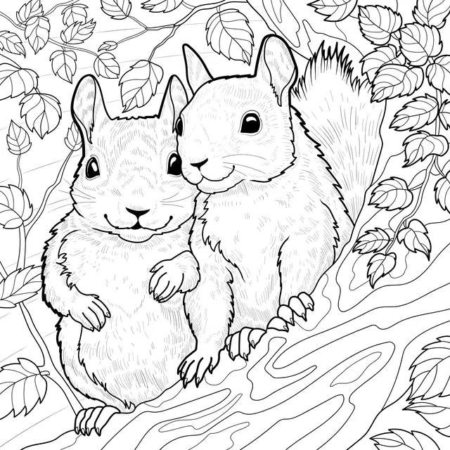 Squirrel Pals on the Tree