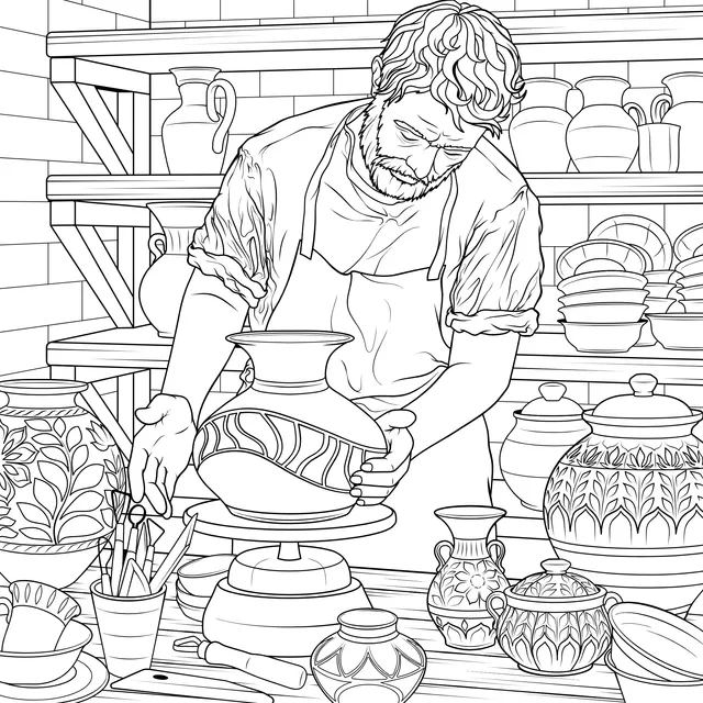 Potter Concentrating on Creation