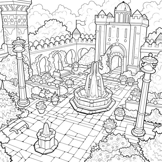 Dreamy Castle Courtyard