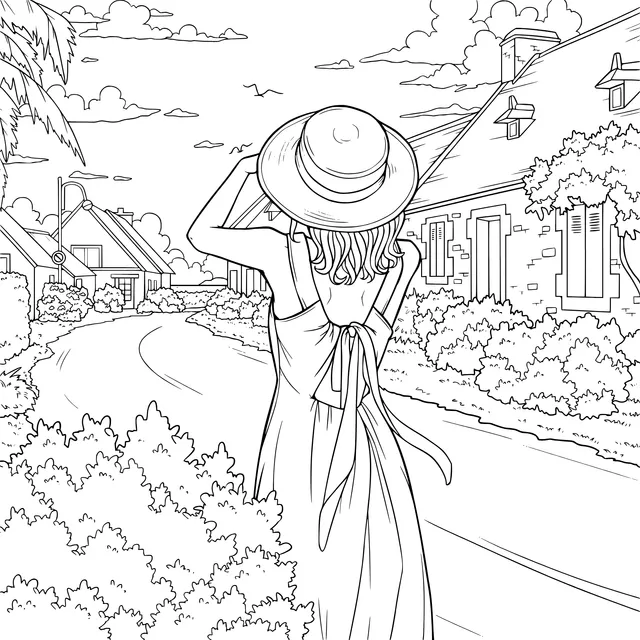 Woman strolling on a rural path