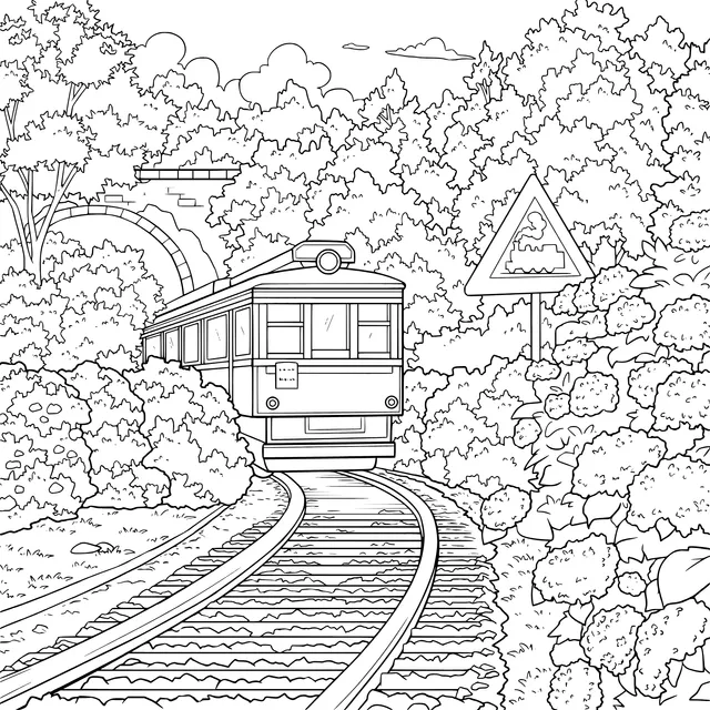 Red Train Traveling Through the Forest