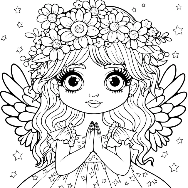 Little Angel with a Flower Wreath