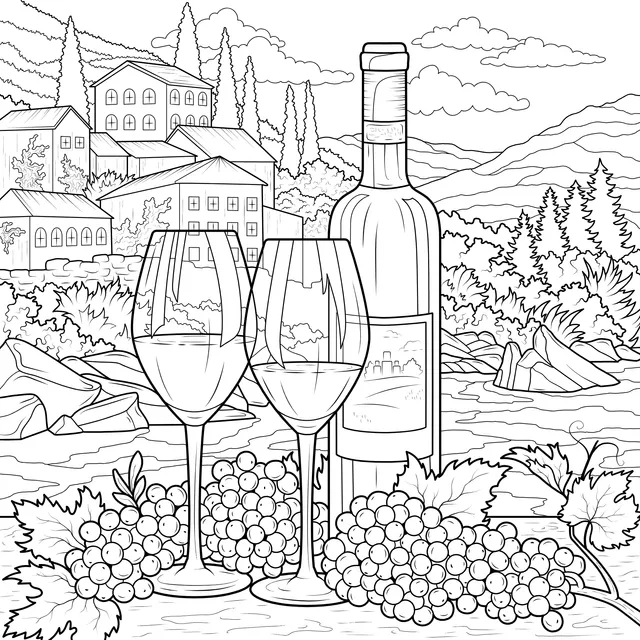 Wine and Grapes in a Rural Landscape