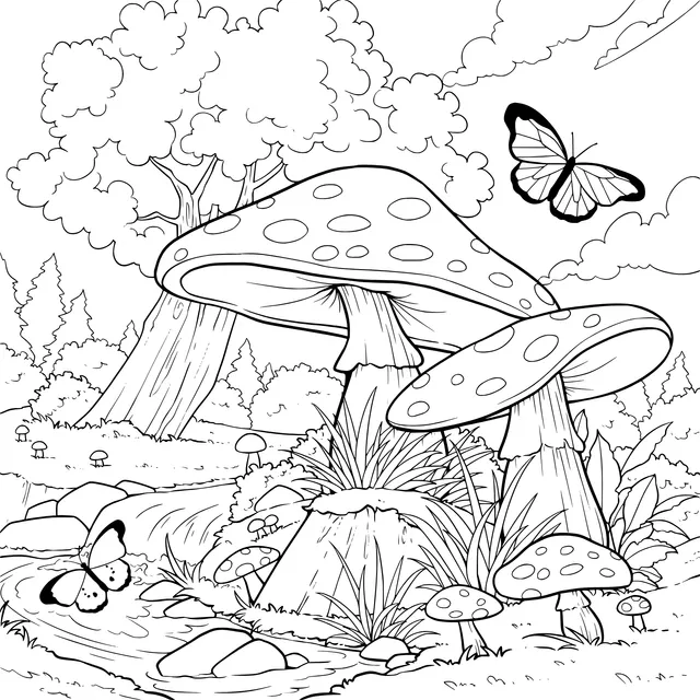 A fairy - tale mushroom forest scene