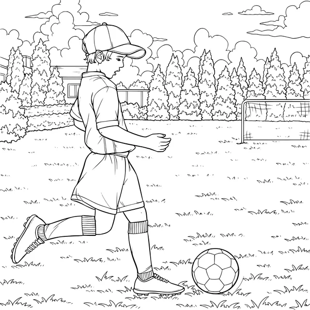 Boy playing football outdoors