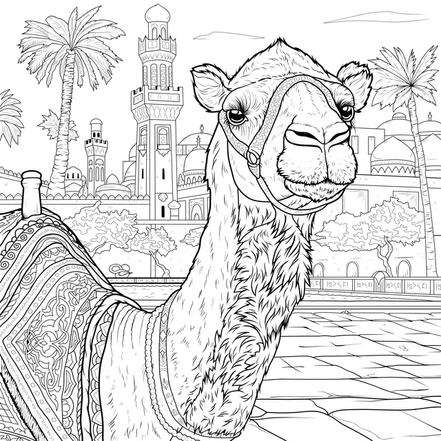 Camel in Front of an Exotic City