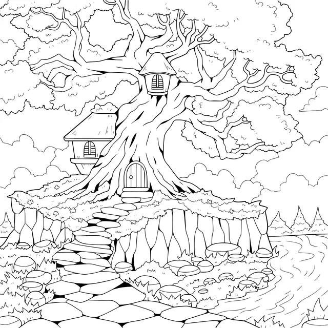 Fairy - tale Cottage on a Big Tree
