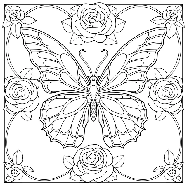 Butterfly and Rose Pattern