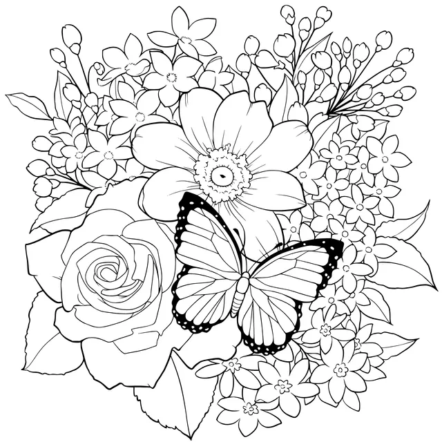Butterfly and Flower Illustration