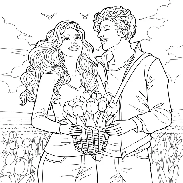 Couple in a Tulip Field