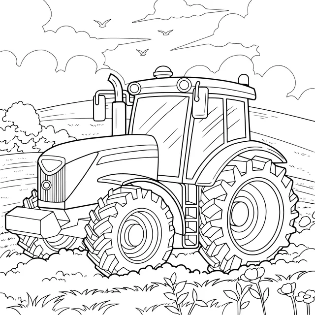 Red Tractor in the Field