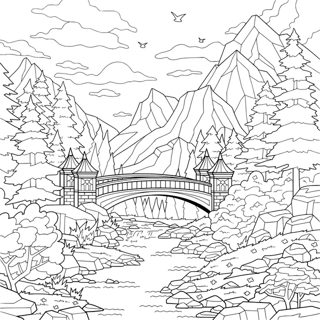 Fairytale Bridge Scenery in the Mountains