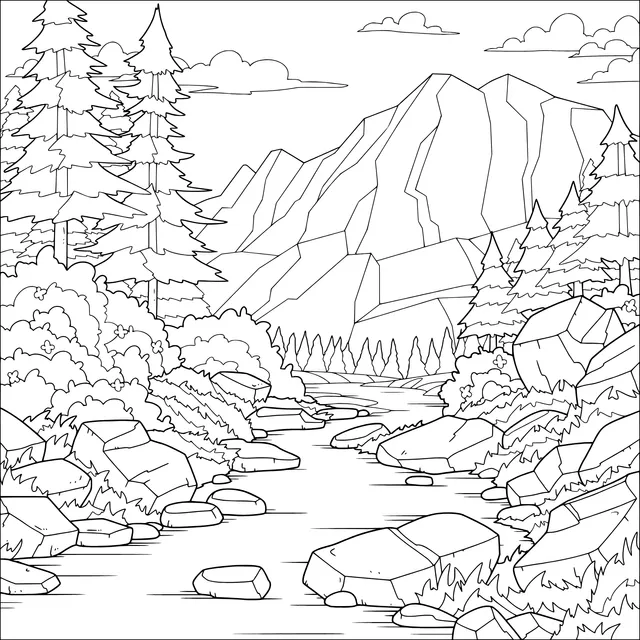 Beautiful Scenery of Mountain Stream