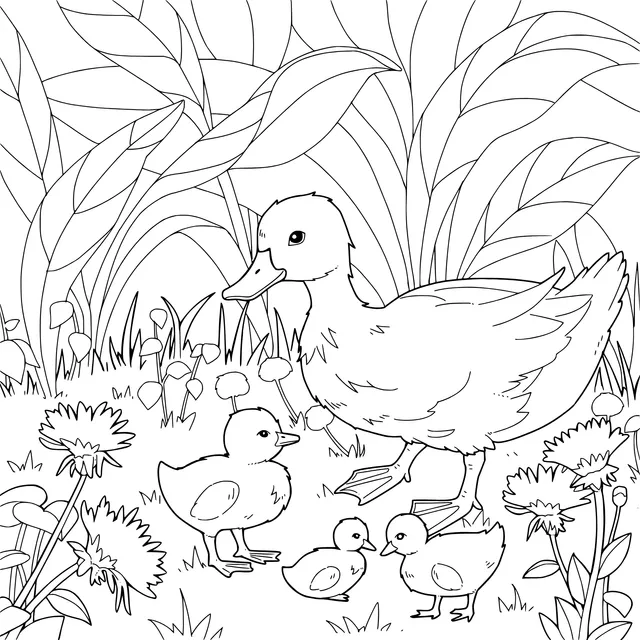 Mother Duck and Ducklings