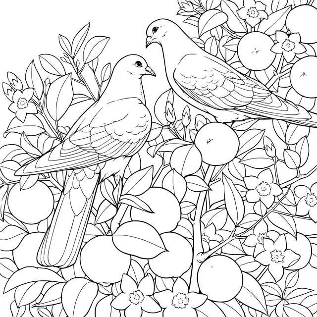 White Doves on an Orange Tree