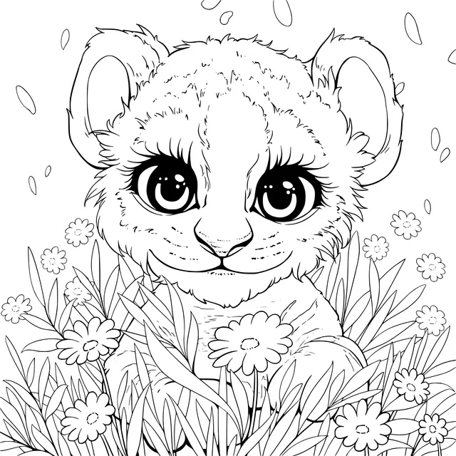 Little Tiger in the Flower Bed