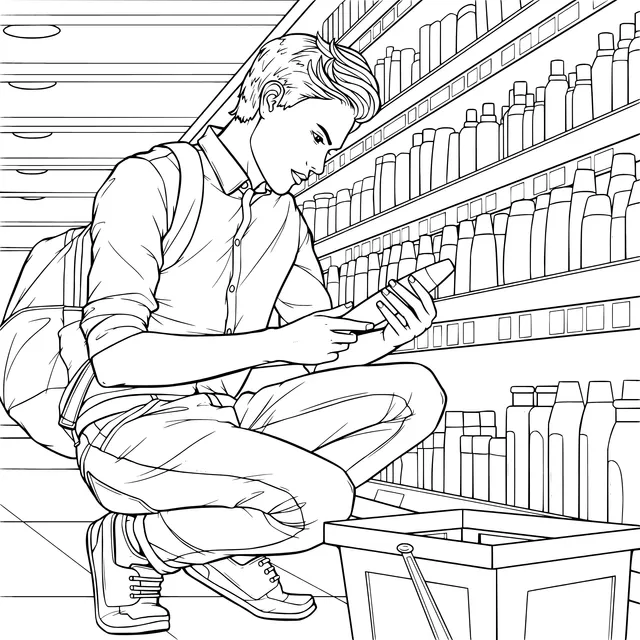 Man Shopping in Supermarket