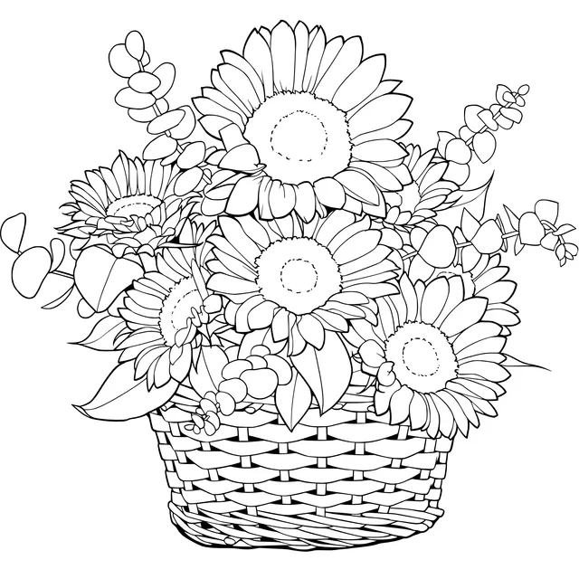 Sunflowers in a Basket