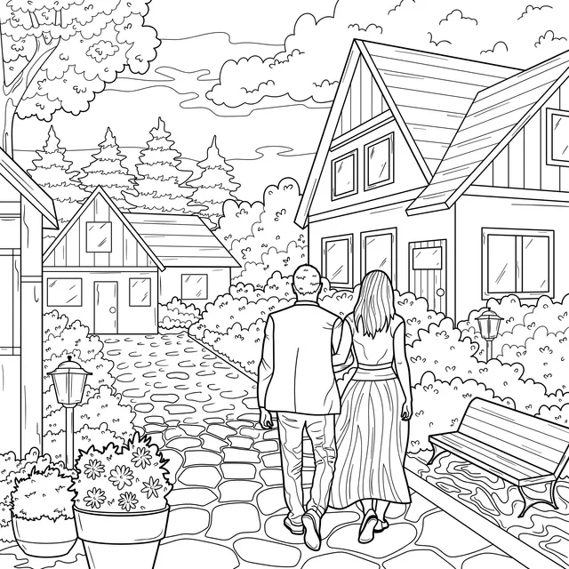 Walking in a beautiful residential area