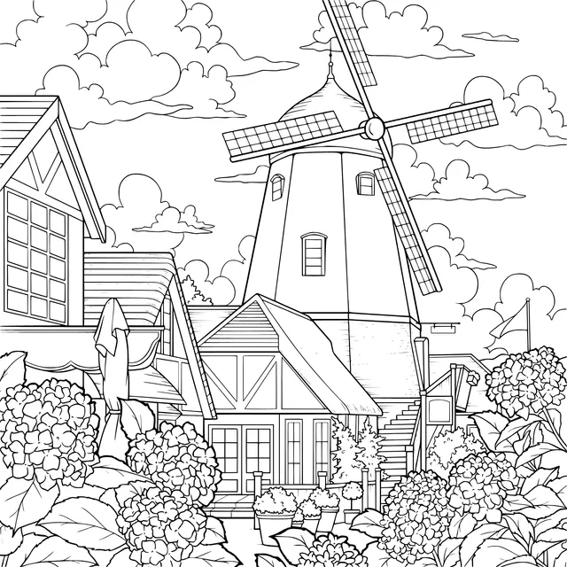 Beautiful Scenery of the Wind - mill Town