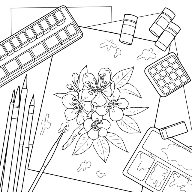 Painting Tools and Flower Painting