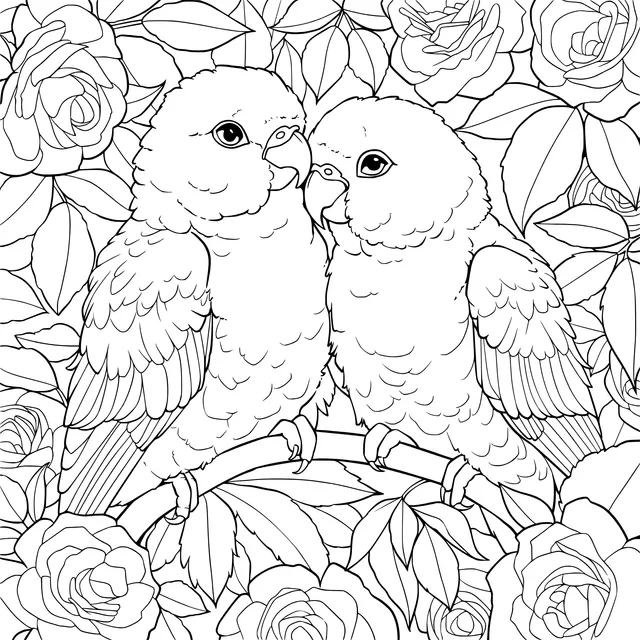 Colorful Parrots in the Flower丛