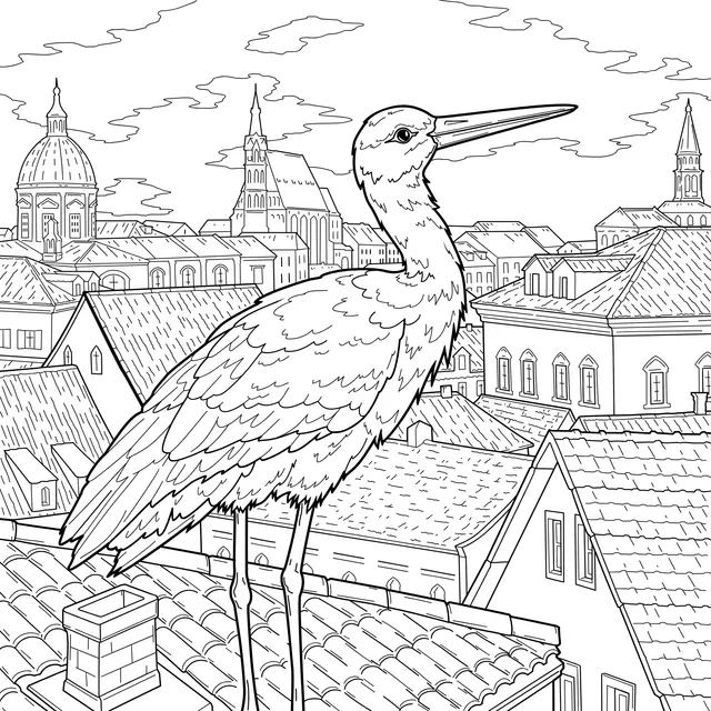 White Stork on the Roof