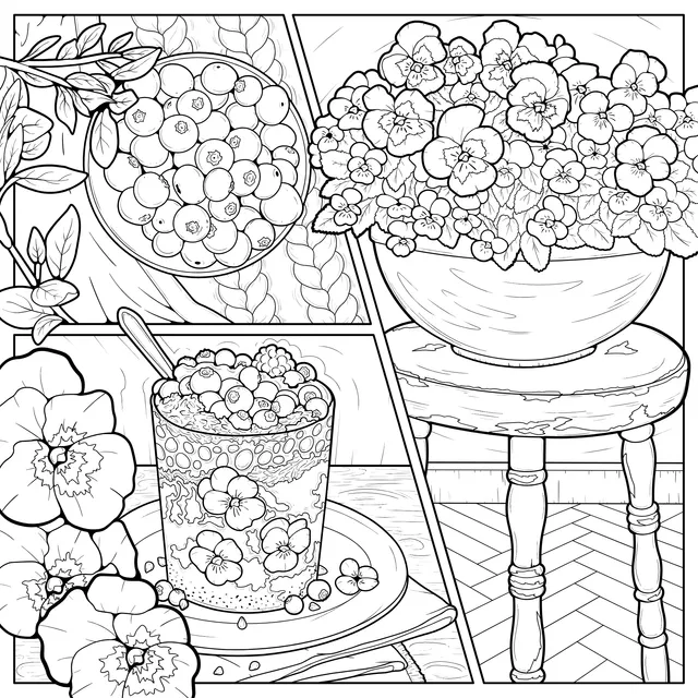 Colorful Flowers and Fruits Scene