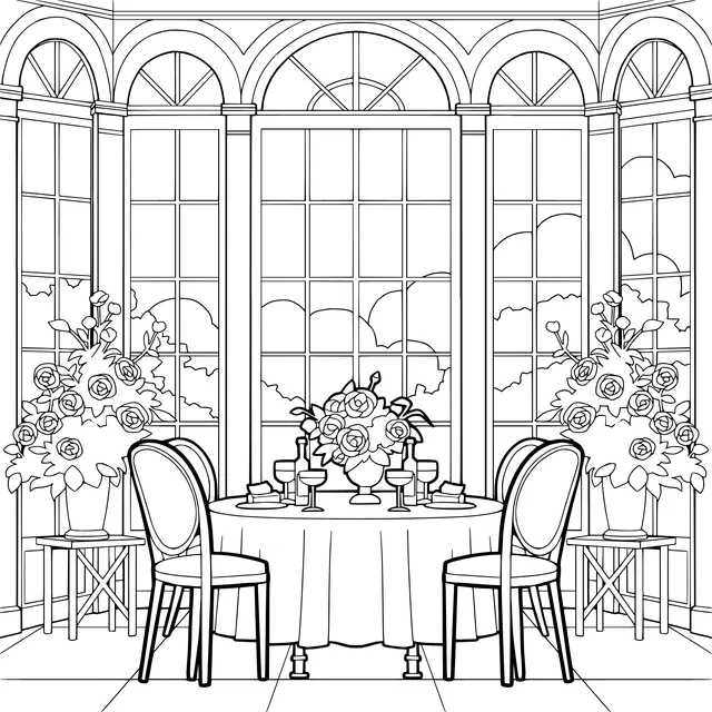 Elegant Greenhouse Dining Scene