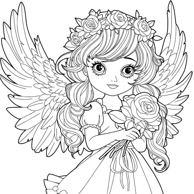 Angel - like Girl Holding Flowers
