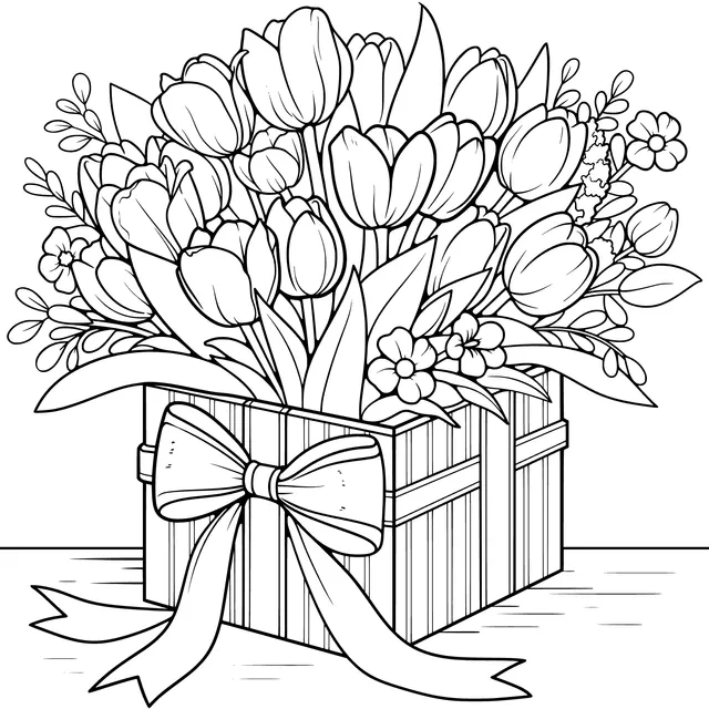 Colorful Tulips in a Flower Box